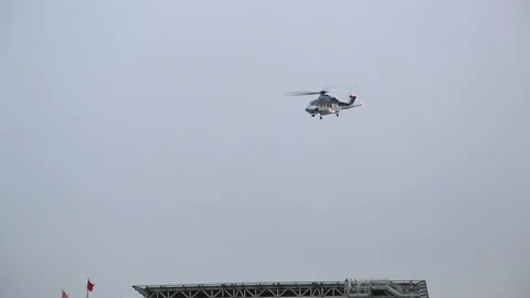 Shun Pak Centre Heliport Stock Footage 203666088