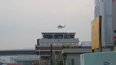 Shun Tak Centre Heliport Stock Footage 203665914