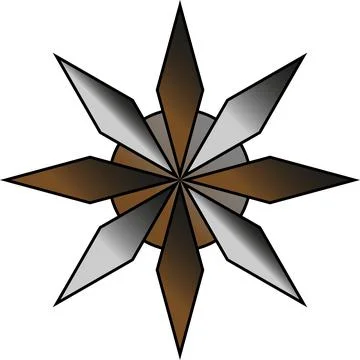 Shuriken gradient. Ninja throwing weapon Stock Illustration