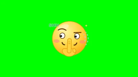 Shushing emoji pattern with shh text on green screen background Stock Footage 348079752
