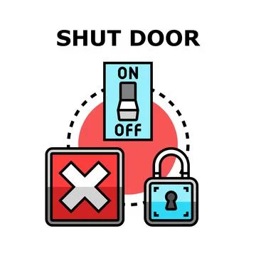 Shut door access control concept illustration Illustrazione stock