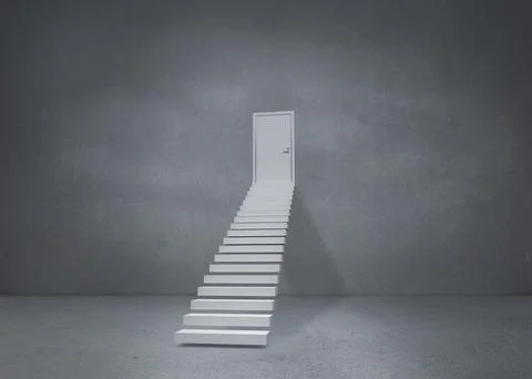 Shut door at top of steps Ilustración de archivo