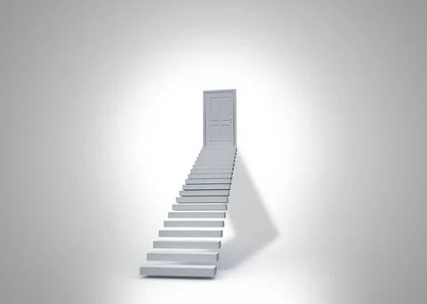 Shut door at top of steps Ilustración de archivo