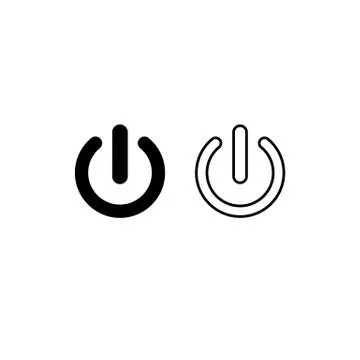 Shut down button or power on off vector for apps and websites icon in black on Stock Illustration