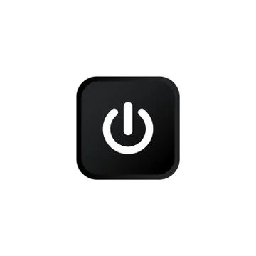 Shut down button or power on off icon modern button design black symbol isola Stock Illustration
