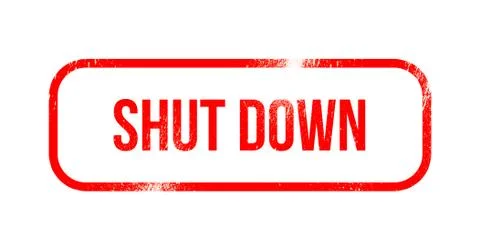 Shut down - red grunge rubber, stamp 스톡 일러스트