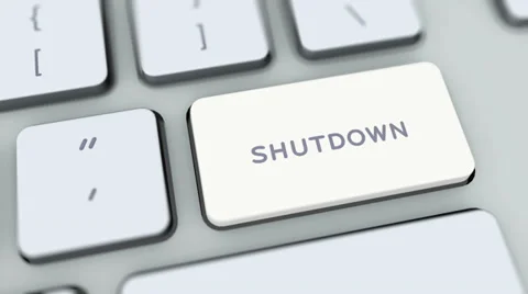 Shutdown button on computer keyboard. Key is pressed Stock Footage 35646611
