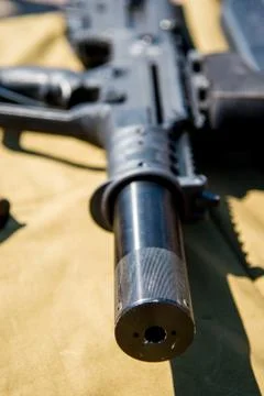 Shutdown on a machine close-up (danger, target, terrorism - concept) Stock Photos