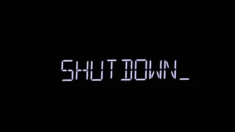 Shutdown message on an electronc screen Stock Footage 156751351