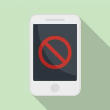Shutdown phone icon flat . Mobile switch off Stock Illustration