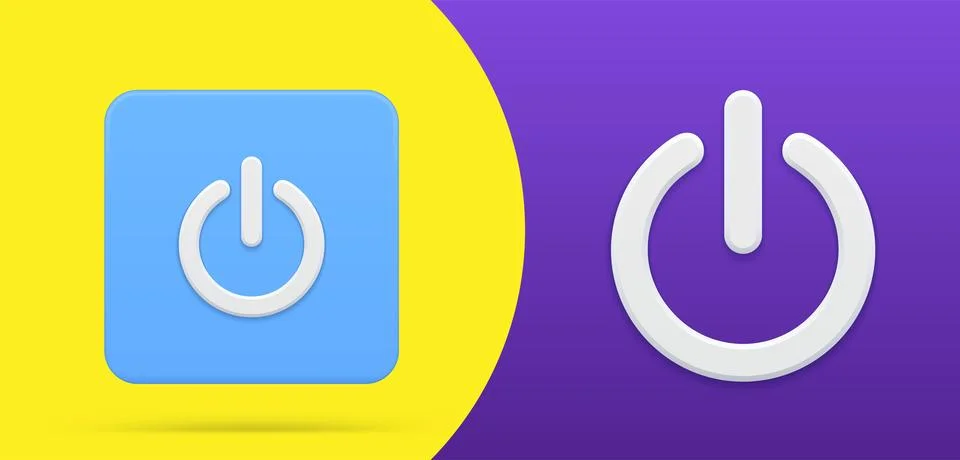 Shutdown press button 3d icon set vector illustration. On off electricity c.. 스톡 일러스트