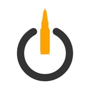 Shutdown sign with bullet-Vector Iconic Design Stock Illustration