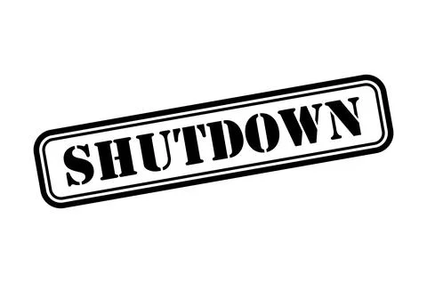 Shutdown stamp symbol, label sticker sign button, text banner vector illustra Stock Illustration