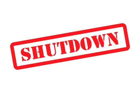 Shutdown stamp symbol, label sticker sign button, text banner vector illustra Stock Illustration