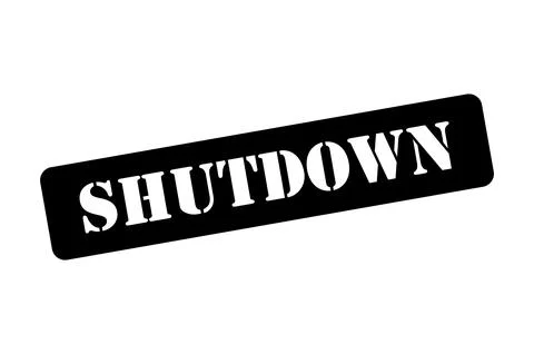 Shutdown stamp symbol, label sticker sign button, text banner vector illustra Stock Illustration