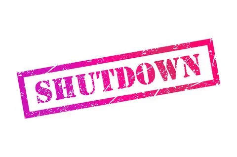 Shutdown stamp symbol, label sticker sign button, text banner vector illustra Stock Illustration