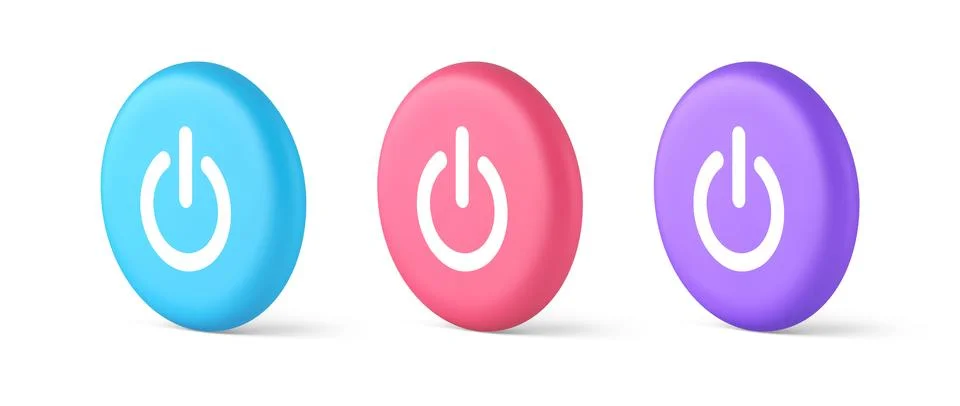 Shutdown turn on off button energy switch power start stop web app design 3.. Ilustración de archivo