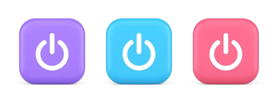 Shutdown turn on off button energy switch power start stop web app design 3.. Illustrazione stock