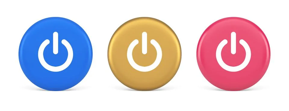 Shutdown turn on off button energy switch power start stop web app design 3.. Ilustração Stock