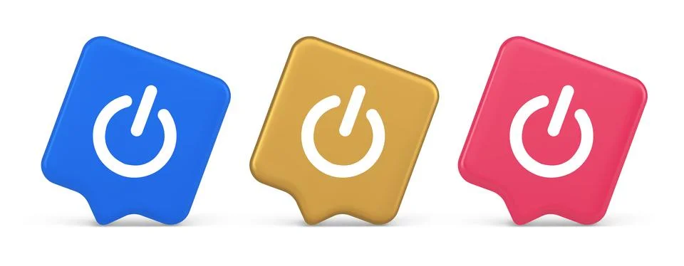 Shutdown turn on off button energy switch power start stop web app design 3.. Stockillustratie