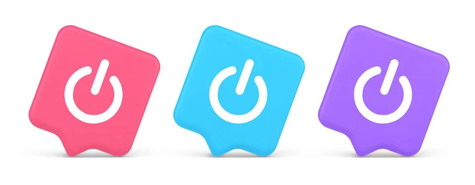 Shutdown turn on off button energy switch power start stop web app design 3.. Stock Illustration