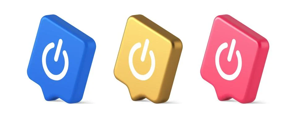 Shutdown turn on off button energy switch power start stop web app design 3.. Ilustração Stock