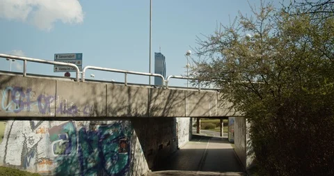 Shutdown in Vienna, Austria - tracking shot of urban tunnel Stock Footage 128689188
