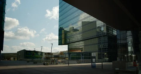 Shutdown in Vienna, Austria - tracking shot of deserted business district Stock Footage 128693935