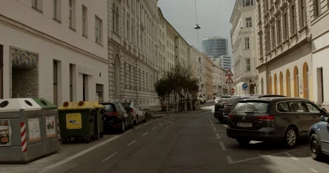 Shutdown in Vienna, Austria - tracking shot of residential area Vídeo Stock 128701198