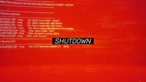 Shutdown on warning hack background screen Stock Footage 343337651
