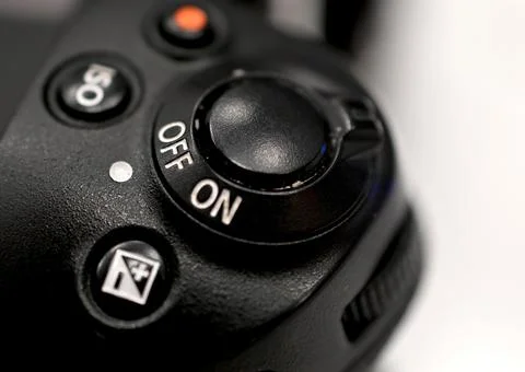 Shutter and record button of a digital camera close up Stock Photos
