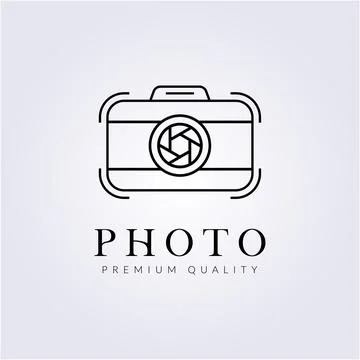 Shutter camera photo logo vector illustration design simple line minimalist m Stock Illustration
