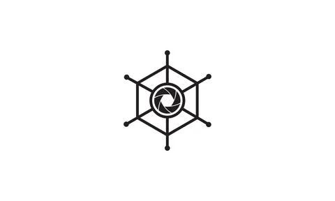 Shutter camera with web spider logo symbol vector icon illustration graphic.. Illustrazione stock