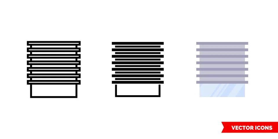 Shutter closed icon of 3 types color, black and white, outline. Isolated vect Stock Illustration