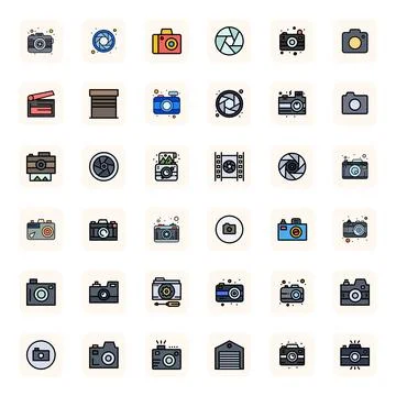 Shutter Complete Vector Package with 36 128x128 LineFilled Display Perfect .. Stock Illustration