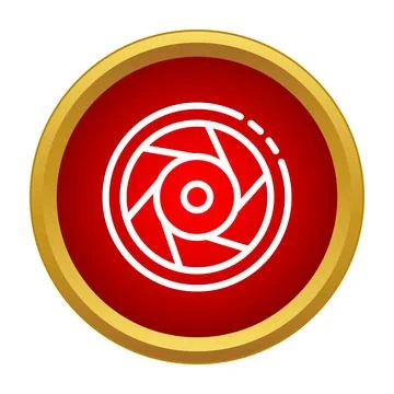 Shutter diaphragm icon representing focus on red button Illustration