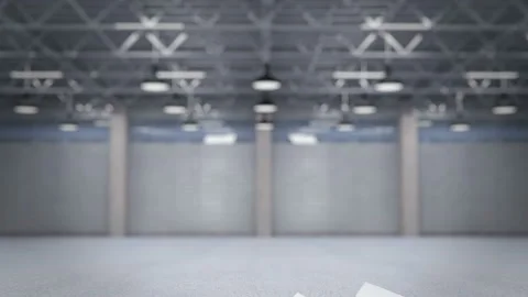 Shutter door or roller door and concrete floor inside factory building for Stock Footage 94356949