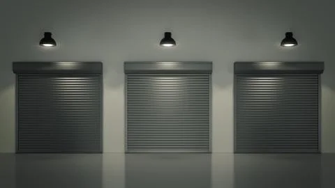 Shutter door or rolling door 3D Stock Illustration