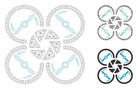 Shutter Drone Vector Mesh 2D Model and Triangle Mosaic Icon Stockillustratie