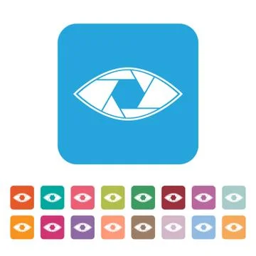 Shutter eye conceptual flat abstract icon Stock Illustration