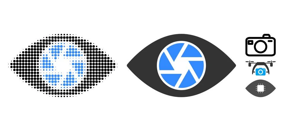 Shutter Eye Halftone and Solid Icon Stock Illustration