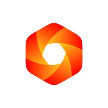 Shutter Lens Photography Hexagon Vector Logo Template Illustration Design Stock Illustration