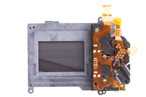 Shutter mechanism of a photographic camera. Stock Photos