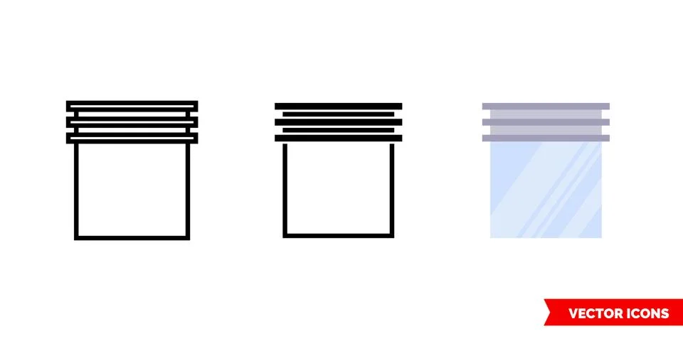 Shutter open icon of 3 types color, black and white, outline. Isolated vector Stock Illustration