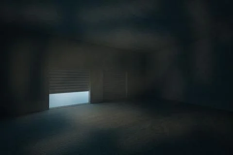 Shutter opening in dark room Stock Illustration