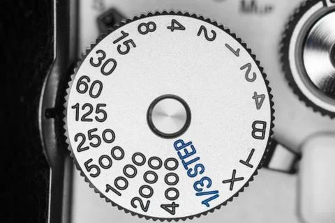 Shutter speed dial on a camera Stock Photos