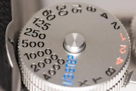 Shutter speed dial on a camera Stock Photos