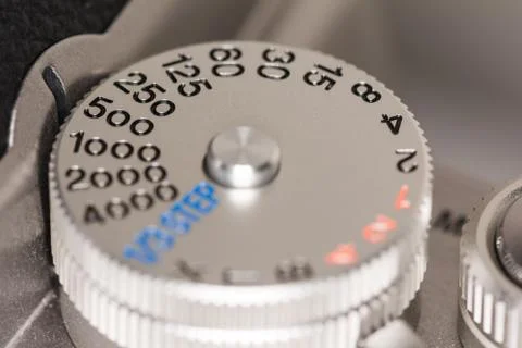 Shutter speed dial on a camera Stock Photos