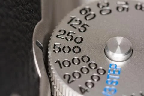 Shutter speed dial on a camera Stock Photos