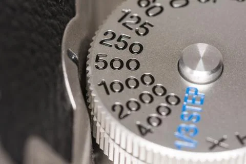 Shutter speed dial on a camera Stock Photos